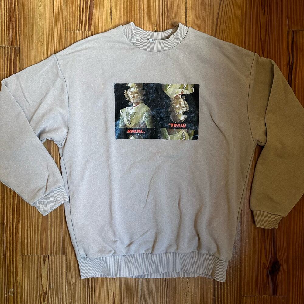 Collusion graphic Rival tan crewneck sweater‎ SIZE 4/S
